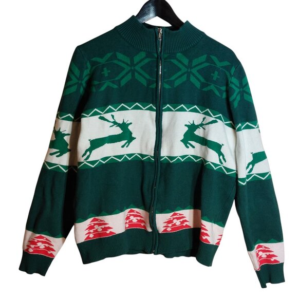 AIYINO Men's Christmas Zip-Up Cardigan Sweater – Size M - Picture 2 of 7